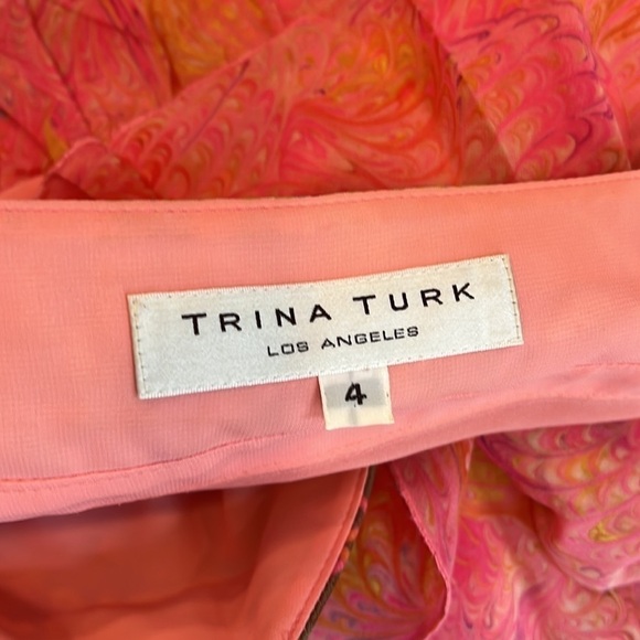 Trina Turk Multicolor Silk Tiered Sleeveless Dress Size 4 - Picture 6 of 7
